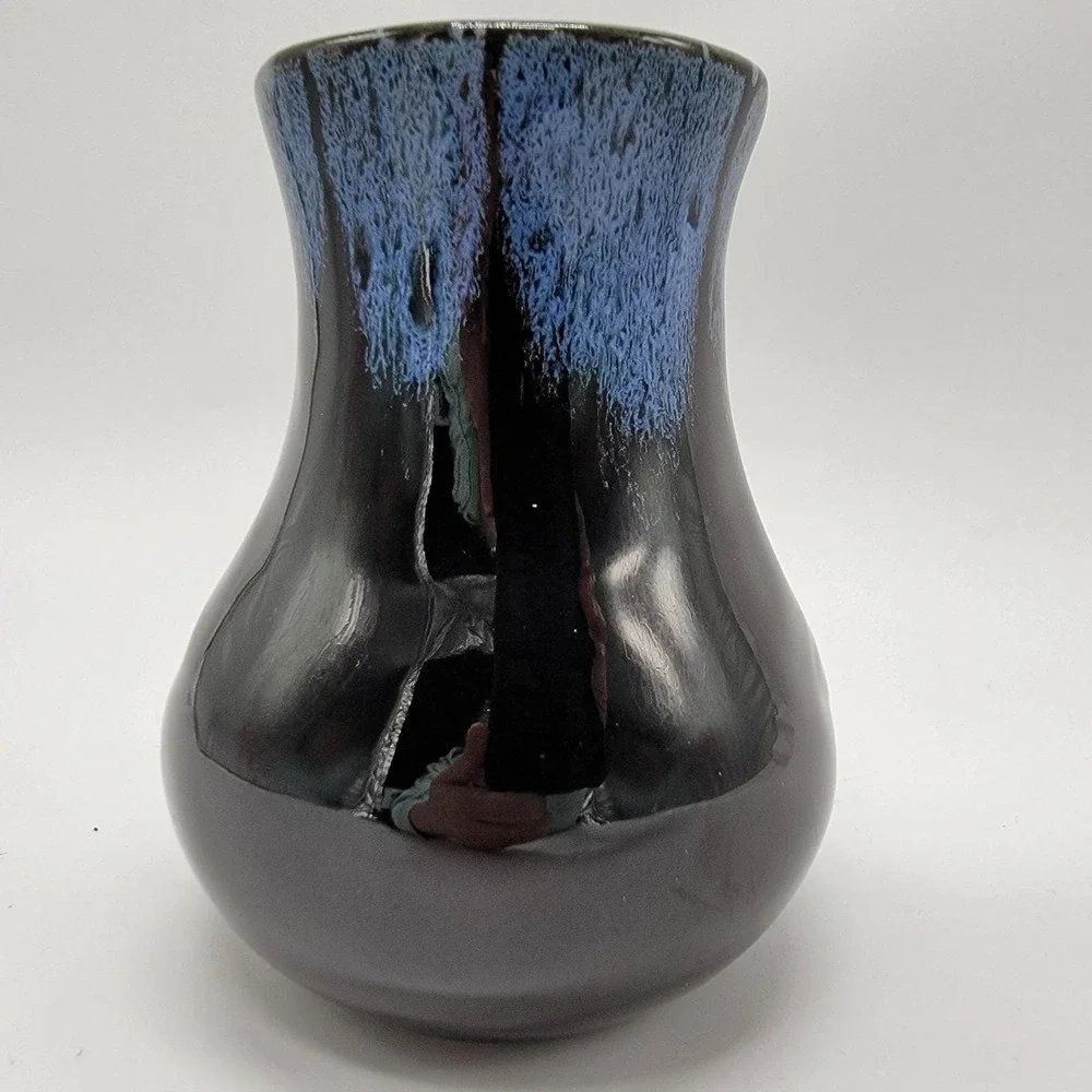 Vintage 1940 Van Briggle Art Pottery Blue Drip Glaze Coneflower Vase 4